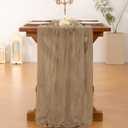 Socomi 10pcs Nude Brown Cheesecloth Table Runner Boho Rustic Gauze 120 inch 10FT Cheese Cloth Sheer Runner for Wedding Party Baby Shower Birthday Home Decor Holiday Decorations