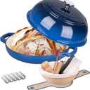 QuliMetal Dutch Oven Bread Baking 5QT Enamel cast iron Oven with Sourdough BreadBaking Supplies like Bread Proofing Basket, Scoring Lame, Dough Whisk for Sour dough, Breadmaking Blue