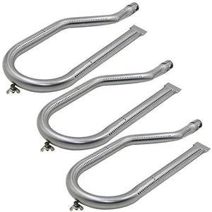 Hisencn Stainless Steel Gas Grill Burner Replacement, BBQ Tube Pipe Burner Parts for Costco Kirkland 720-0011, 720-0108, 720-0021, Nexgrill, Virco Classic Models, 16 1/ 2 inch x 6 1/ 8 inch, Set of 3
