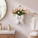 Boho Wall Vase for Flowers Butterfly Bow Wall Planter Ceramic Bow Hanging Vase Flower Pot Spring Coquette Cute Room Decor for Indoor Plants Living Room Home Bedroom Indoor Outdoor(White)