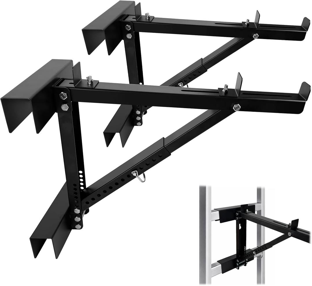 Adjustable Ladder Jacks 2 Pack, Professional Telescopic Ladder Platform Attachment with Heavy Duty Locking Feet - Fits Square, Round & D-Shaped Rails for Stairs, 250LBS Capacity