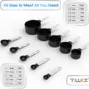 TILUCK Measuring Cups & Spoons Set, Stackable Cups and Spoons, Nesting Measure Cups with Stainless Steel Handle, Kitchen Gadgets for Cooking & Baking (Black) (5+5)