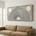  Framed Canvas Wall Art Abstract Geometric Circles and Lines Gray and Cream Modern Minimalist Neutral Wall Decor Canvas Print 24 x 48 Inch