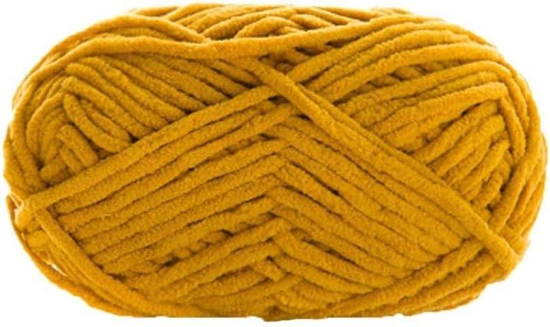 100g Hand Knitting Yarn Bulky Roving Yarn Massive Yarn DIY Chenille Yarn Chunky Knit Yarn Arm Knitting Yarn Polyester Yarn Knitting Materials(Turmeric)