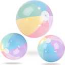 MiniInflat 3 Pcs Inflatable Beach Balls 24 & 16 Inch Large Round Pool Balls PVC Toys for Adults Kids Summer Beach Water Games, Birthday Luau Party Favors Decorations