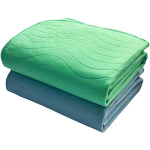 Premium Soft Mattress Protector 18" x 24" (Pack of 2) - Highly Absorbent Incontinence Bed Pads for Bedwetting - Waterproof Washable Bed Pads for Kids & Seniors - 1 Green & 1 Blue Reusable Underpads