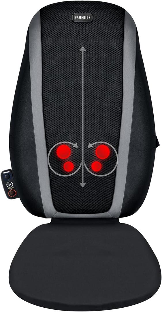 Homedics Shiatsu Massage Cushion with Soothing Heat, Deep-Kneading Massage, Targets Pressure Points All Over Back, Soothing Heat, Relax Overworked Muscles, Release Tension, Reduce Back Pain