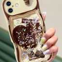 Toycamp for iPhone 16 Plus Case 6.1 Inch - Women Girls Cute Coffee with Sliding Camera Cover Girly Glitter Teens Cartoon Teens Design Flowing Liquid Quicksand Cover for iPhone 16 Plus Phone Case