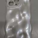 XIZYO for iPhone 13 Pro Case 6.1 Inch Cute Wave Pattern Aesthetic Phone Case 3D Curly Wavy Shape Plating Glitter Bling for Women Girls Soft Bumper Silicone Shockproof Case, Pearl White