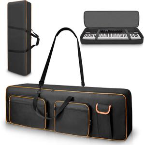 LIWSHWZ 88 Key Keyboard Case,Soft Padded Portable Electric Piano Keyboard Gig Bag with Handle and Adjustable Shoulder Straps,600D Oxford Cloth with 5 Accessory Pocket,53.9"X14.5"X6.6"