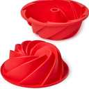 9.7 Inch Silicone Spiral Fluted Tube Cake Pan, 2 Pack Non Stick Silicone Baking Molds for Cake, Bread, Brownie, Jello