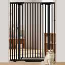 51'' Extra Tall Cat Gate Barrier for Doorways Hallways, Pressure Mounted Pet Dog Gates Ajustable Auto Close, Cat Fence Indoor Climb Proof 30-41'' Wide (Black)