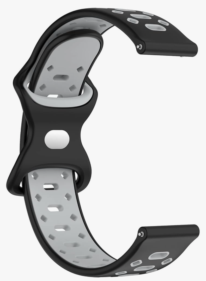 Compatible With Samsung Galaxy Watch 5 Replacement Strap - 20mm Replacement Silicone Wrist Watch Band Strap Compatible With Samsung Galaxy Watch 5/4 40mm & 44mm / 5 Pro(Silicone Black + Grey)