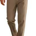 PJ PAUL JONES Mens Dress Pants Vintage Pleated Tapered Cropped Trousers Extended Waist Dress Pant Casual Slacks (Medium, Brown)