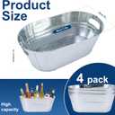 4 Pack 3 Gallon Galvanized Tub, Ice Buckets for Parties, Beverage Tubs for Parties, Metal Drink Buckets for Parties with Carry Handles, Champagne Wine Beer Cooling Tub, Mimosa Bar Supplies