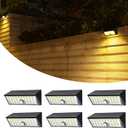 Solar Lights Outdoor, IP65 Waterproof Security Light with 4 Motion Sensor Modes, 450LM for Yard, Fence, Garage - Warm White 3000K 6 Pack