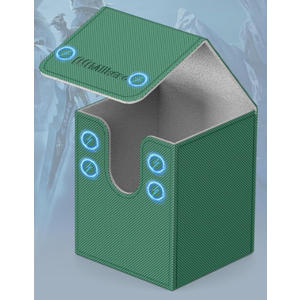 Mlikero 1 Pack Card Deck Box, Commander Deck Box Holds 400+ Single Sleeved Cards, Leather Magnetic Card Box Fit for MTG, TCG (Green)