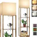 RUNTOP Plus Floor Lamp with Shelves, Modern Shelf Floor Lamp with 15W 3CCT LED Bulb and Memory Function, Wide Shelf Lamp for Display Storage, Standing Lamps for Living Room, Bedroom, Office, Corner