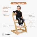 FORNEL Scandinavian Wooden High Chair for Toddlers & Kids | Adjustable Grow-with-Me Montessori Seat for Dining Table | Natural Wood Finish Convertible Highchair