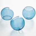 3 Pack Fixture Replacement Globe Shade, 6 Inch Diameter, E26 Base 1-5/8 Inch Fitter, Glass Globe Lampshade Cover for Pendant Wall Sconce Chandelier Vanity Light (3 Pack 6 Inch Blue Seeded Glass)