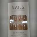 Press on Nails Medium Almond Fake Nails Nude False Nail with Sparkly French Tip Design Glossy Full Cover Stick on Nail for Women