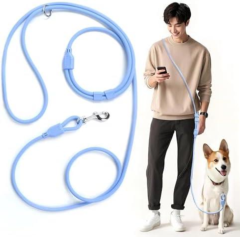 PetiFine Hands Free Dog Leash, Crossbody Waist Leash for Dog Walking, 8 ft Multifunctional Waterproof Standard Lead for Swimming,Running,Training (Small,Blue)