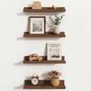 Axeman Picture Ledge Shelf, 24 Inch Walnut Floating Shelves Set of 4