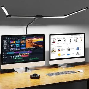 Aeropak Desk Lamp, Clamp Desks Lamps for Home Office, 24W Flexible Gooseneck Table Lamp, 10 Color Modes & Brightness EyeCaring Desk Light w/USB Adapter (12V2A Black)