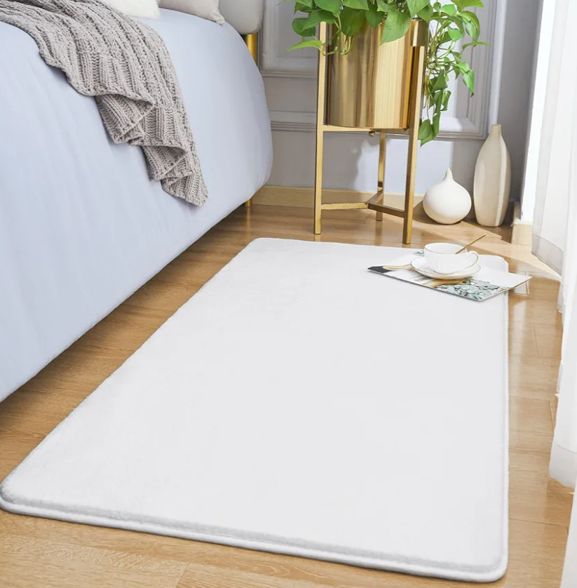 Amearea Modern Washable Runner Rugs, 2x4 Feet White Bedroom Runner Rug, Small Area Rugs for Bedroom Living Room, Non Slip Memory Foam Rug for Hallway Entryway Kids Boys Girls Room Laundry Room