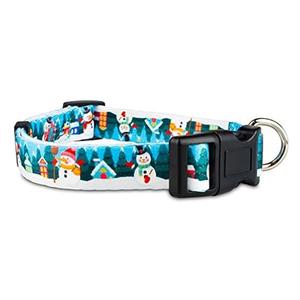 Limeloot Christmas Dog Collar, Adjustable Holiday Dog Collar in Winter Collar for Boy and Girl Dogs, Snowman, Medium