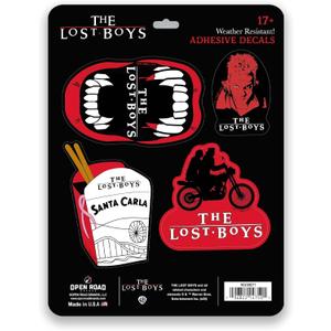 The Lost Boys Adhesive Vinyl Decals - 80s Vampire Movie Sticker Set with Iconic Quotes and Art, 1 Pack (4 Count)