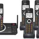AT&T 5-Handset Expandable DECT 6.0 Cordless Home Phone with Large Display, Big Buttons, Answering Machine, Smart Call Blocker, Long Range, Caller ID, Speakerphone, Intercom: CL82518 (Charcoal Black)