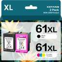 61XL Ink Cartridges Combo Pack Replacement for HP Ink 61 XL High Yield Work with HP Envy 5530 4500 4502 5535 Officejet 4630 4635 Deskjet 3510 1010 Printer Remanufactured (Black, Tri-Color, 2 Pack)