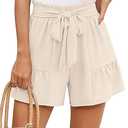 Heymoments Women's Wide Leg Shorts Lightweight High Waisted Adjustable Tie Knot Loose Summer Cute Trousers, XL size