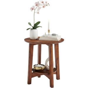Alaterre Furniture Monterey End Table, Warm Chestnut, 20.5” x 24”
Round Side Table with Storage Floating Shelf, Mid-Century Modern Nightstand and Accent Table for Living Room or Bedroom