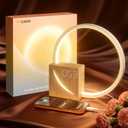 Vivilumens Sunrise Alarm Clock for Heavy Sleepers Adults, Wake-up Light, Sleep Aid 10 White Noise Sound Machines with 30/60/90 Timer, 3 Level Dimmable Touch Table Lamp with Snooze USB Charger Port (Wood Grain)