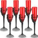 Dandat 6 Pcs 4.6 oz Halloween Goblets with Skeleton Hand Plastic Champagne Flutes Halloween Cups for Party Decoration Creepy Spooky (Black, Red)