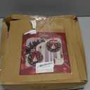 Zcaukya 2 Packs Pre-lit Christmas Wreaths, 14 Inch Buffalo Check Bowknot Wreath with 8 Lighting Modes String Lights, Artificial Front Door Wreath for Xmas Hanging Decor, with Timer