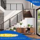 36" T304 Cable Railing Post(Post 35"x2"x2"), Level Drilled Railing Post with Cable Grommets, Modular Fixed Top Mount Cable Handrail Post, Stainless Steel Black Finish Indoor Outdoor Deck Post