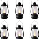5.1 inch Mini Lanterns 6-Pcs LED Candle Small Lanterns Decorative Indoor Outdoor Hanging Light Ornaments Home Decor for Weddings Western Camping Party Halloween Christmas Decorations (Black)