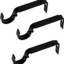 Adjustable Curtain Rod Brackets, 3 Pcs Premium Rod Brackets for Wall, Curtain Rod Holder, Drapery Rod Holders Hardware Window Curtain Rod Support Hanger for 7/8 or 1-Inch Rod (Black)