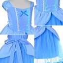 Joy Join Princess Costume Blue Dress for Toddler Girls Dress Up With Gloves,Crown,Wand,Necklace (Blue)