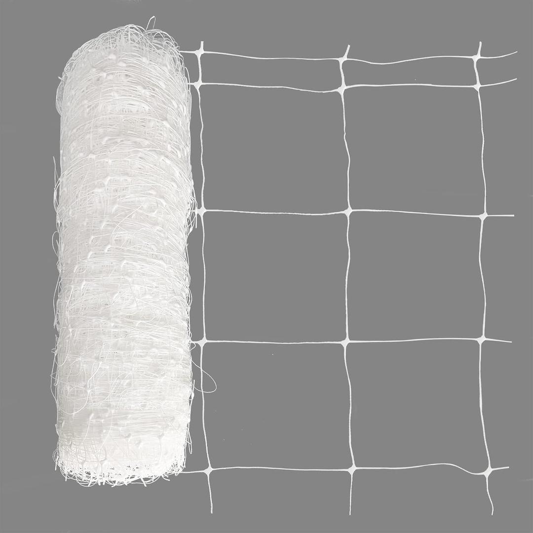 Toolazy Trellis Netting 47''x328', 6 Inch Mesh Heavy-Duty Plastic White Garden Netting for Growing High Yield Tomatoes, Peas, Vine Climbing Plants Fruits Vegetables