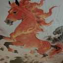Pormipone Fire Horse Canvas Wall Art 16x24 Framed Horse Decor