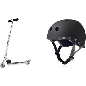 Razor AW Kick Scooter for Kids - Wheelie Bar, Lightweight, Foldable, Aluminum Frame, and Adjustable Handlebars (Clear/Black)
