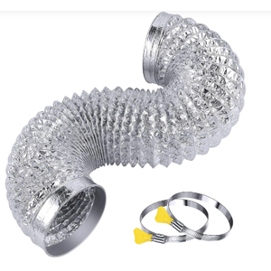Heavy Duty 4"Flexible Dryer Vent Exhaust Duct Hose 3 Feet for Tight Space, Extra Thick(6-ply) Aluminum Foil Ducting Kit with 2 Key Hose Clamps D