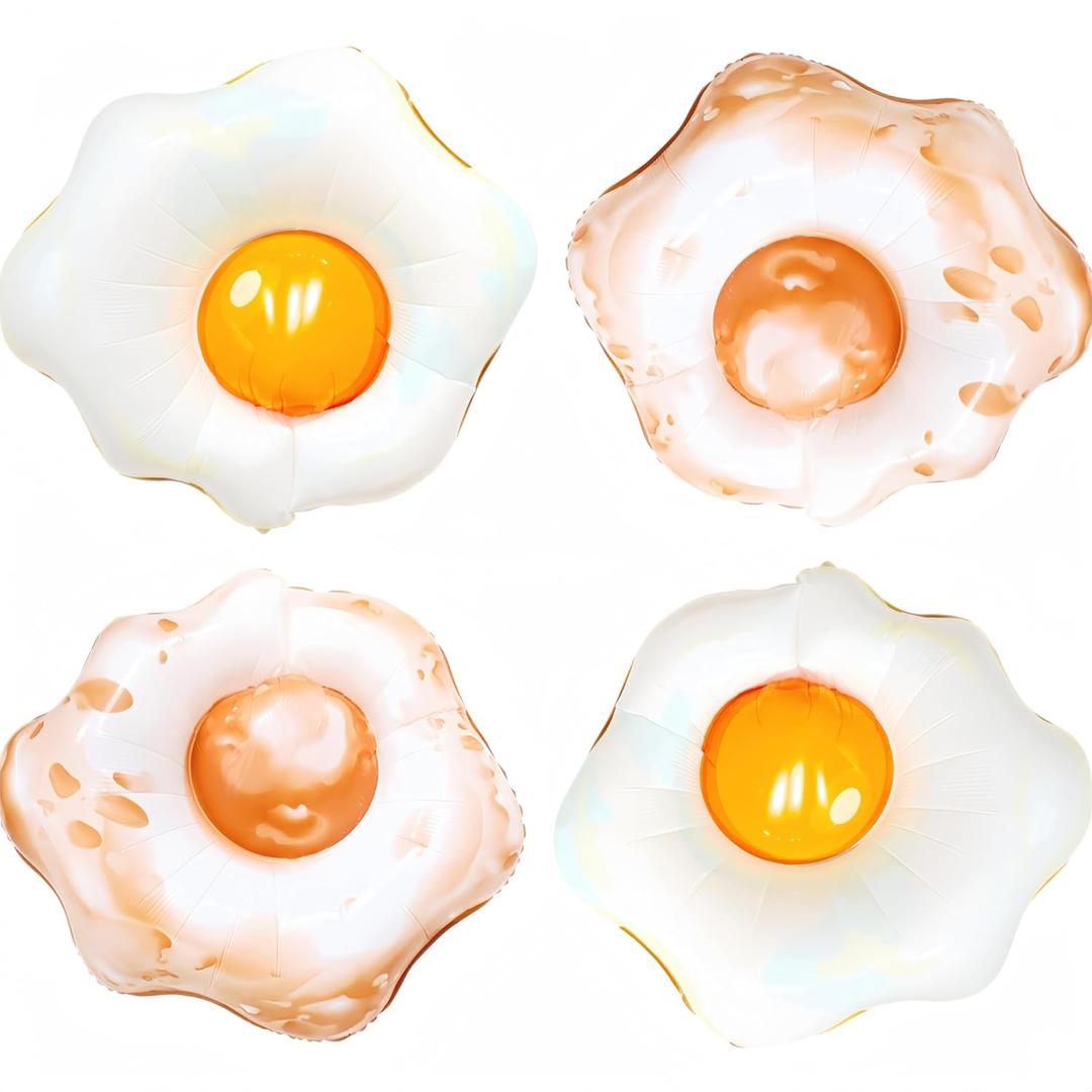 4Pcs Giant Fried Egg Balloons with Syrup and Butter/Great for Breakfast & Brunch Party,Egg Party,Easter Party/Pancakes & Pajamas Party Decorations/Pajama Party/Woodland Picnic BBQ Baby Shower