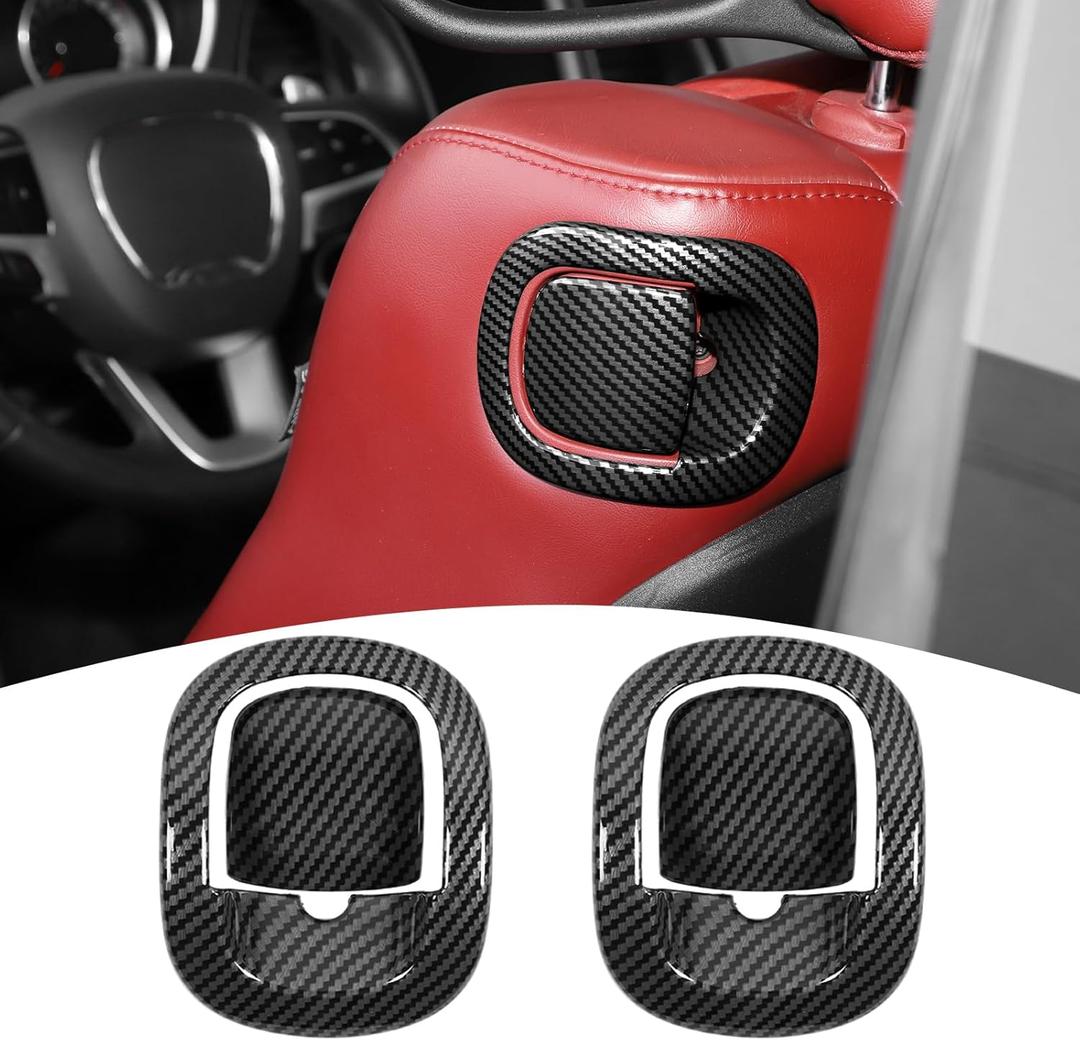 for Challenger Backrest Handle Trim Cover Fit for Dodge Challenger 2012-2023 Black Carbon Fiber Interior Accessories 2pcs
