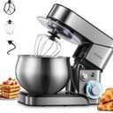 Stand Mixer FOHERE, 5.8 QT Stainless Steel Mixer with Dough Hook, Mixing Beater, Wire Whip, Dishwasher-safe, 6+P Speeds Tilt-Head Kitchen Dough Mixers for Cake, Electric Home Cooking Kitchen Mixer