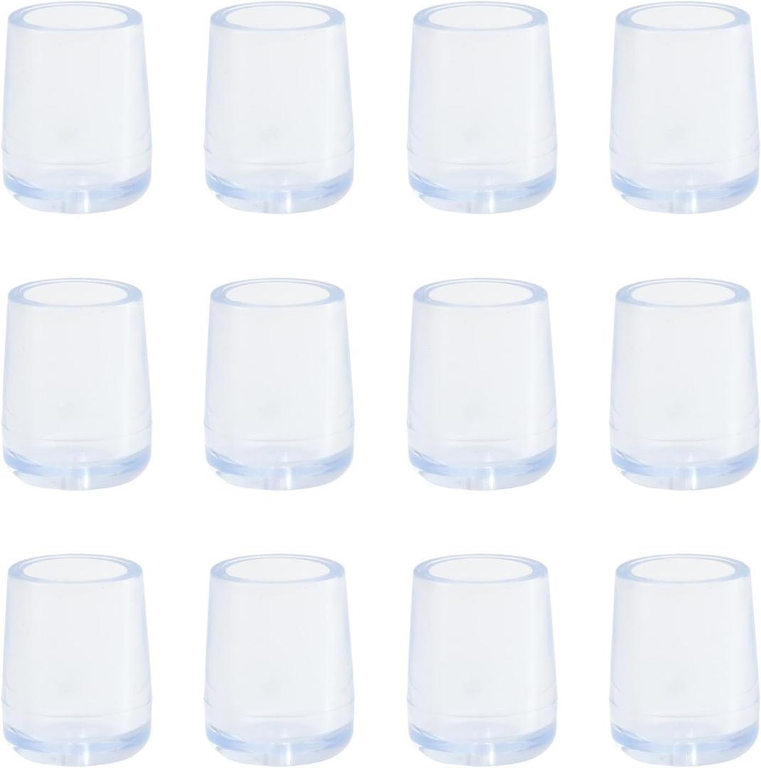 Semetall 12 Pcs 12mm Inner Diameter Silicone Chair Leg Caps Floor Protectors Round Furniture Table Feet Covers,Preventing Scratches and Noise (Transparent)